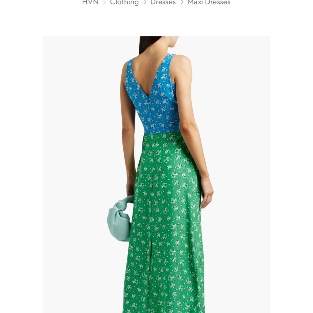 HVN Max Printed Silk Satin Maxi Size 4  Non Stretchy Party Size 4 Retail $223
